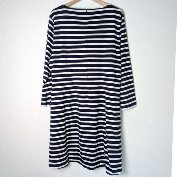 J.Crew 365 Breton Stripe Navy White Fit and Flare Dress Size 2X Nautical Beachy - Picture 2 of 12
